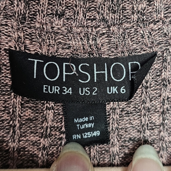 Womens Topshop Ribbed Long Sleeve Tunic Sweater Dress Mini US2 Mauve - Picture 4 of 7